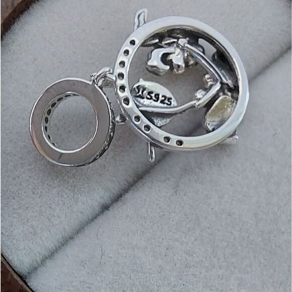 925 Silver Bird & Garden Dangle Charm - Picture 4 of 5